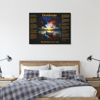 Desiderata with Lone Boat and Ocean Canvas Print