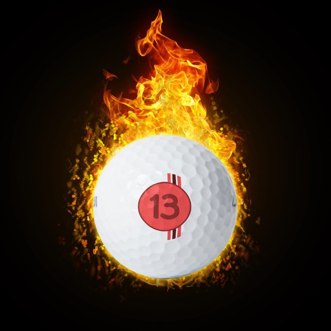 Design 13 in red on coral red with stripes golf balls (Creator Uploaded)