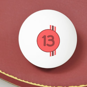 Design 13 in red on coral red with stripes ping pong ball