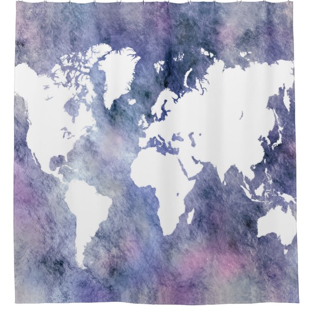 Design 65 world map shower curtain (Front)