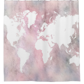 Design 66 world map shower curtain
