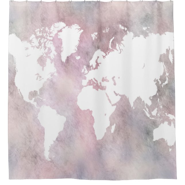 Design 66 world map shower curtain (Front)