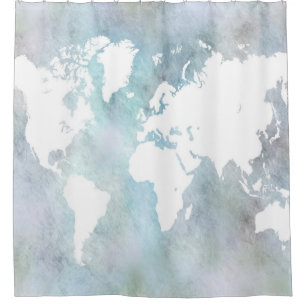 Design 68 world map shower curtain