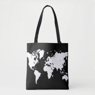 Design 69 world map black white tote bag