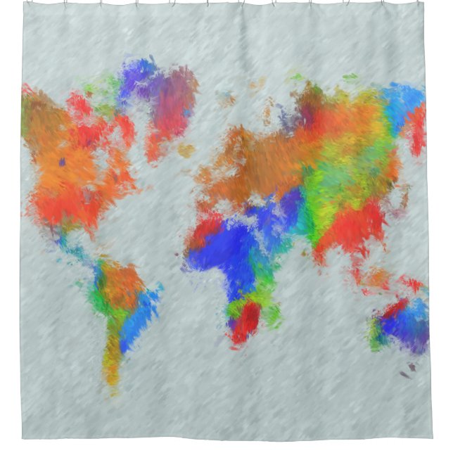 Design 78 World Map Shower Curtain (Front)