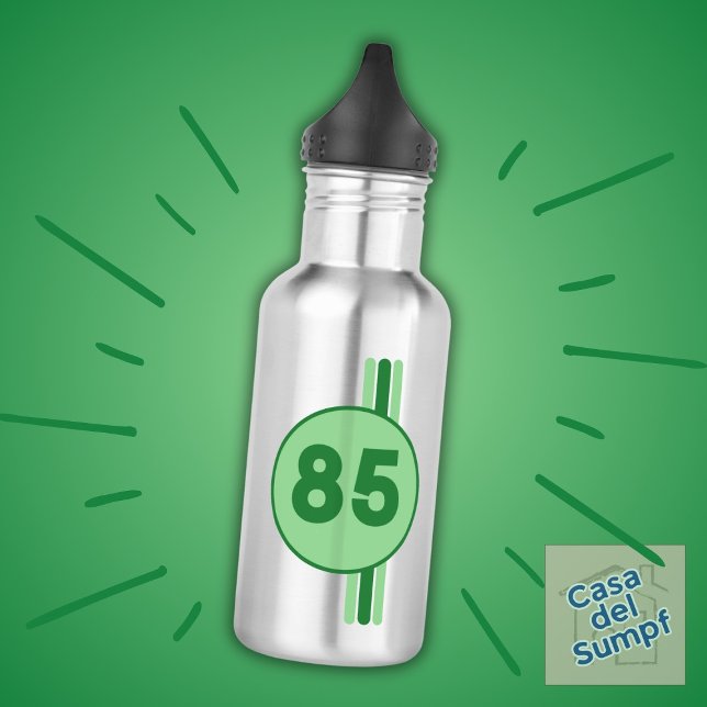 Design 85 in green on mint green with stripes 532 ml water bottle (Creator Uploaded)
