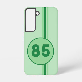 Design 85 in green on mint green with stripes samsung galaxy case