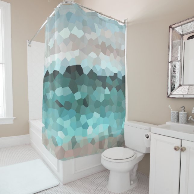 Design 86 aqua mosaic shower curtain (In Situ)