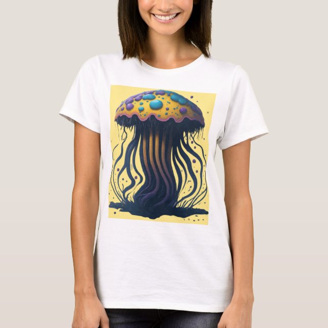 Design an ethereal t-shirt capturing the grace and (Front)