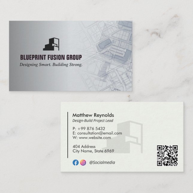 Design-Build Firms Business | Grey Minimalist Card (Front/Back)