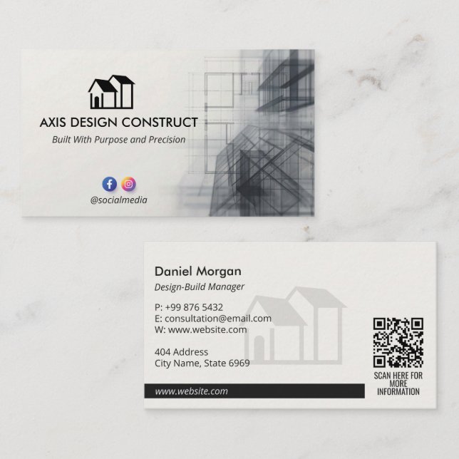 Design-Build Firms Business | White Sketch Card (Front/Back)