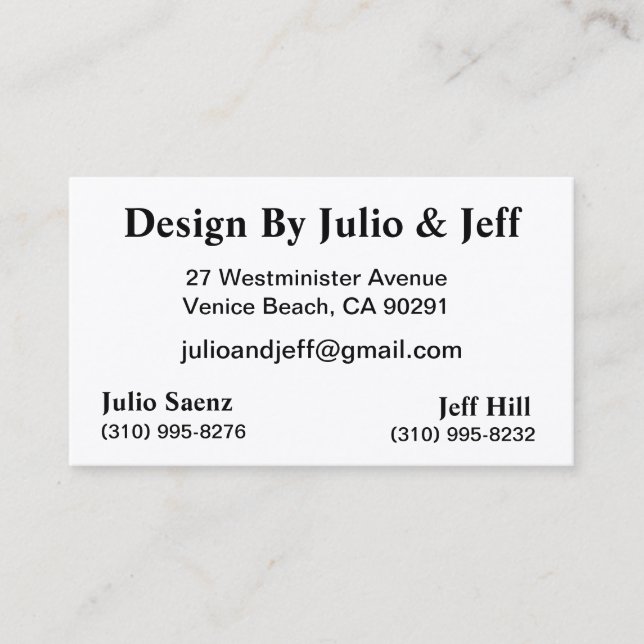 Design By Julio & Jeff Business Card (Front)