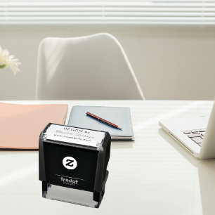 Design by name white business entrepreneur self-inking stamp