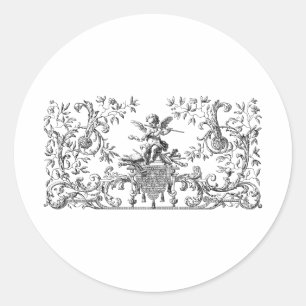 design cherub angel classic round sticker