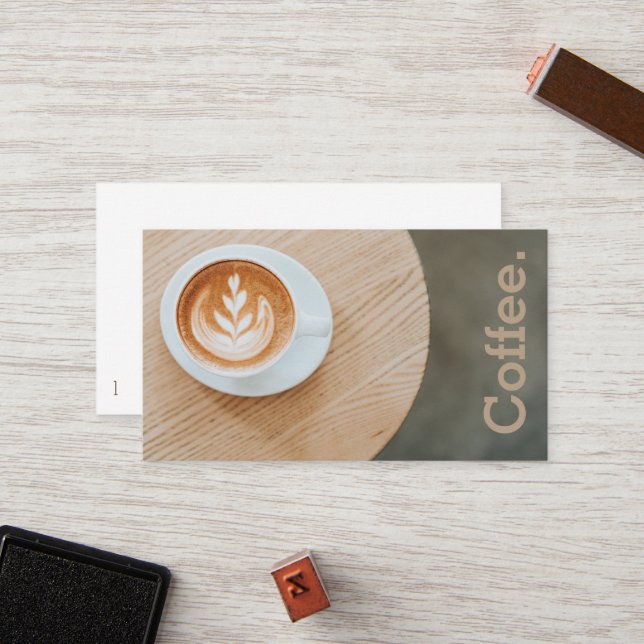 Design Coffee on Round Table Simple Loyalty Coffee Card (Front/Back In Situ)