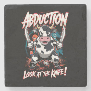 Design featuring a Cow character Stone Coaster