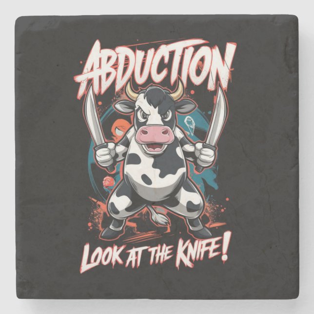 Design featuring a Cow character Stone Coaster (Front)