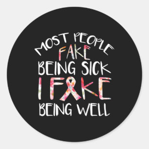Design Fibromyalgia Warrior Awareness Fake Being W Classic Round Sticker