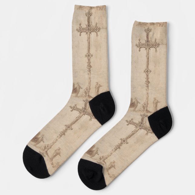 Design for a Crucifix with the Virgin Mary Socks (Left)