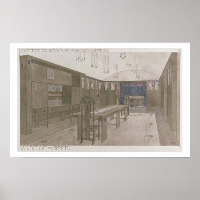 Design for a Dining Room, 1901 (color litho) Poster (Front)