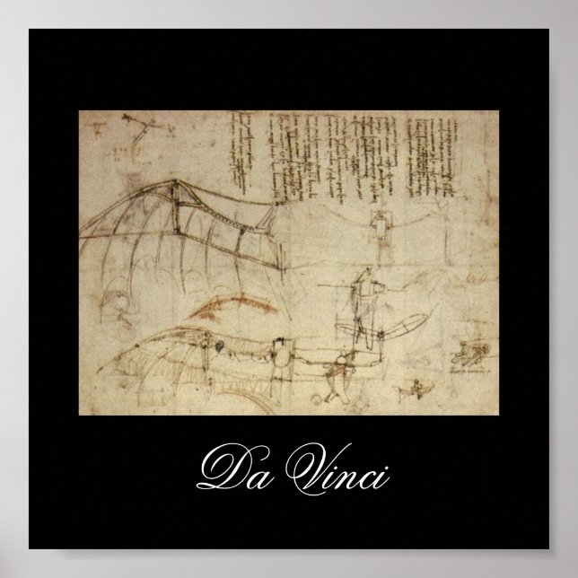 Design for a Flying Machine by Leonardo Da Vinci Poster (Front)