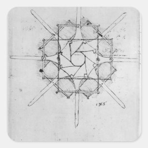 Design for a folding Capstan handle, Fol. 376v-c Square Sticker