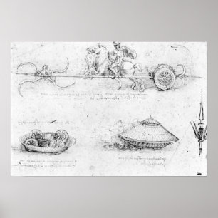Design for a scythed chariot and armoured car poster