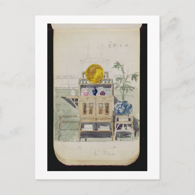 Design for a Sideboard, c.1860s-70s (w/c & pencil Postcard (Front)