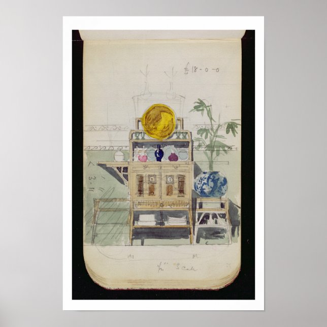 Design for a Sideboard, c.1860s-70s (w/c & pencil Poster (Front)