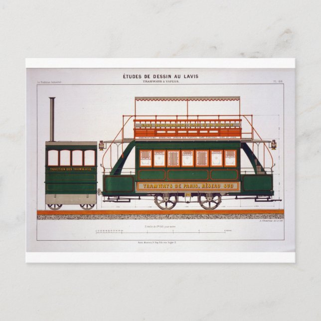 Design for a Steam Tram, plate 126 from 'The Indus Postcard (Front)