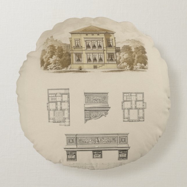 Design for an Estate with Interior Plans Round Cushion (Front)