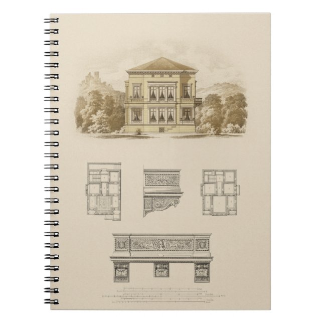 Design for an Estate with Interior Plans Spiral Notebook (Front)