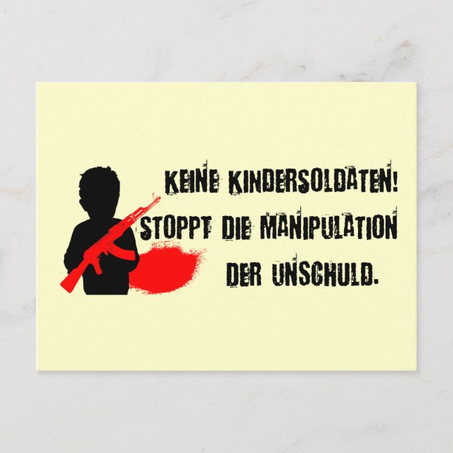 Design für Kinderrechte: Keine Kindersoldaten! Postcard (Front)