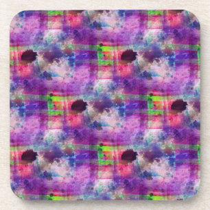 Design green, purple texture watercolor coaster