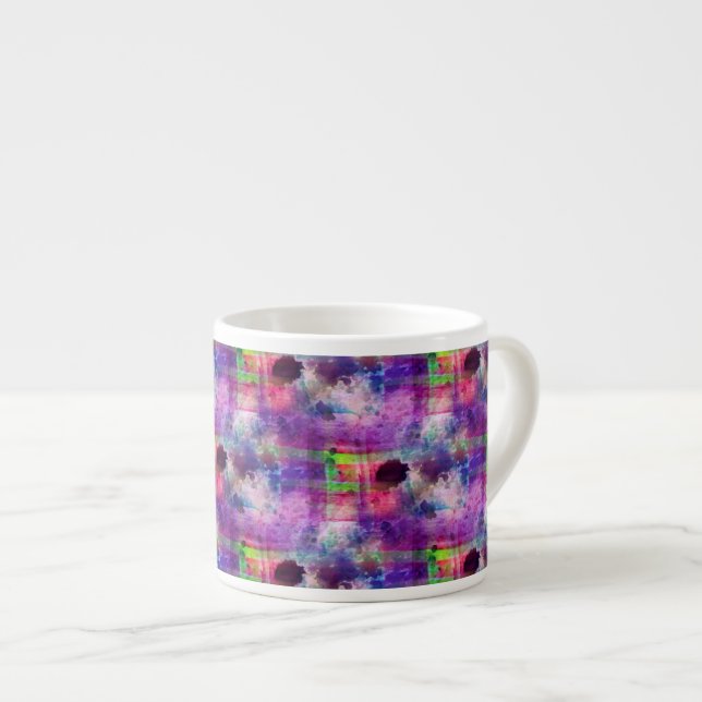 Design green, purple texture watercolor espresso cup (Front Right)