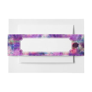 Design green, purple texture watercolor invitation belly band
