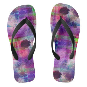 Design green, purple texture watercolor jandals