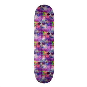 Design green, purple texture watercolor skateboard