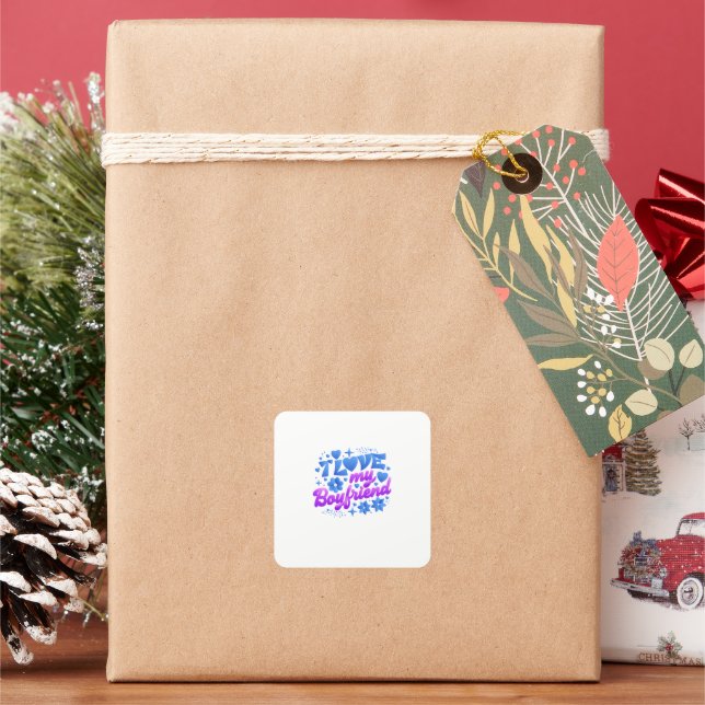 Design-I love my boyfriend Square Sticker (Holiday)