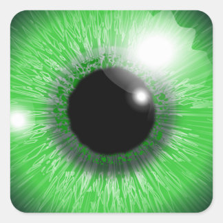 Design of green eyes square sticker