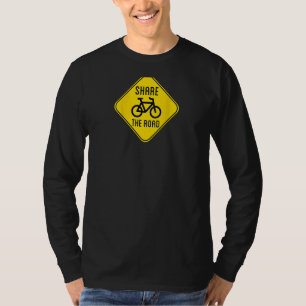 Design On Back Share The Road Sign With Bicycle T-Shirt