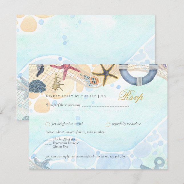 Design Own Beach Coastal Nautical Event Invitation Postcard (Front/Back)