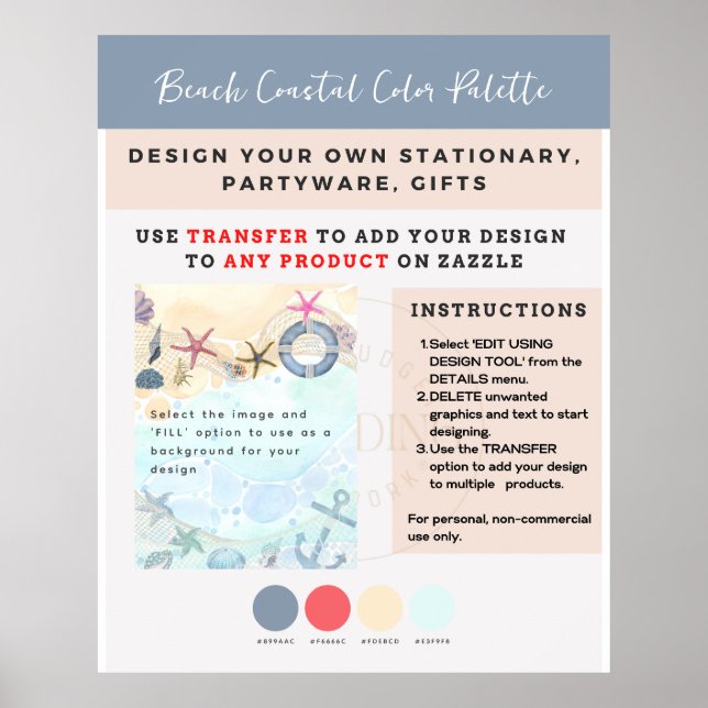 Design Own Beach Coastal Nautical Poster (Front)