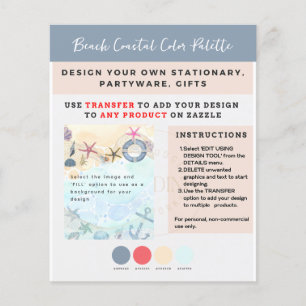 Design Own Beach Coastal Nautical Stationary Gifts Flyer