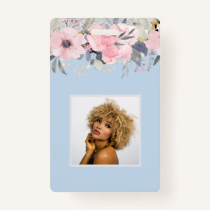 Design Own Pretty Girly Pink Floral Stationery ID Badge