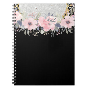 Design Own Pretty Girly Pink Floral Stationery Notebook