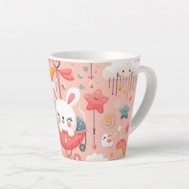 design pattern cartoon theme children latte mug (Right Angle)