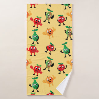 Design patterns with cute fruit character shapesab bath towel