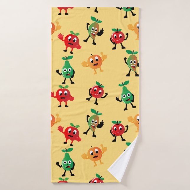 Design patterns with cute fruit character shapesab bath towel (Bath Towel)