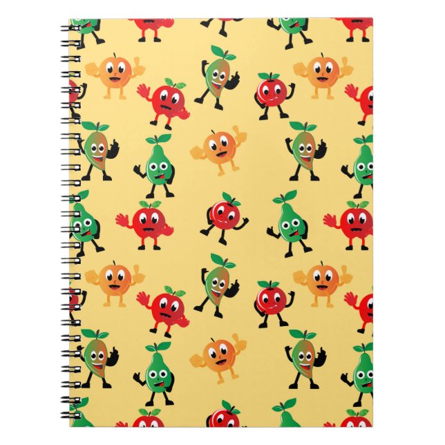 Design patterns with cute fruit character shapesab notebook (Front)